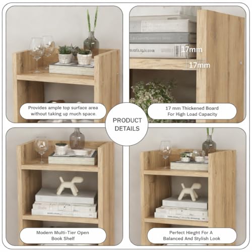 Image of Amazon Brand - Solimo Vault Bookshelf 3- Layer Bookcase, (Mile Oak)