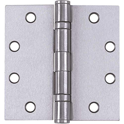 Free Shipping Over $50 Tell Manufacturing Ball Bearing Hinges with Removable Pin, 4.5x4.5 Inch Commercial Full Mortise Square Hinge 3 Pack in Satin Chrome with a Template Screw Pattern, HG100004