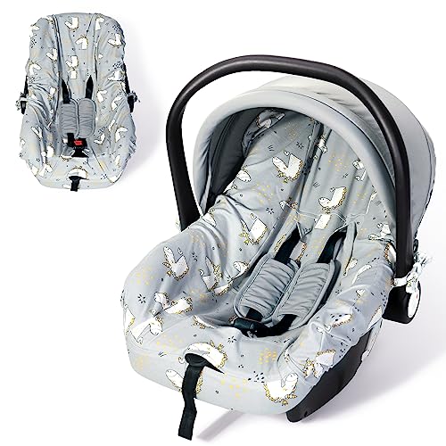 Orzbow Infant Car Seat Cover Liner, Universal Fit Carseat Protective Cover, Made of 100% Cotton - Breathable Prevent Wear & Dirt Suitable Travel Systems (0-12m), Easy to Clean, Machine Washable, Gray
