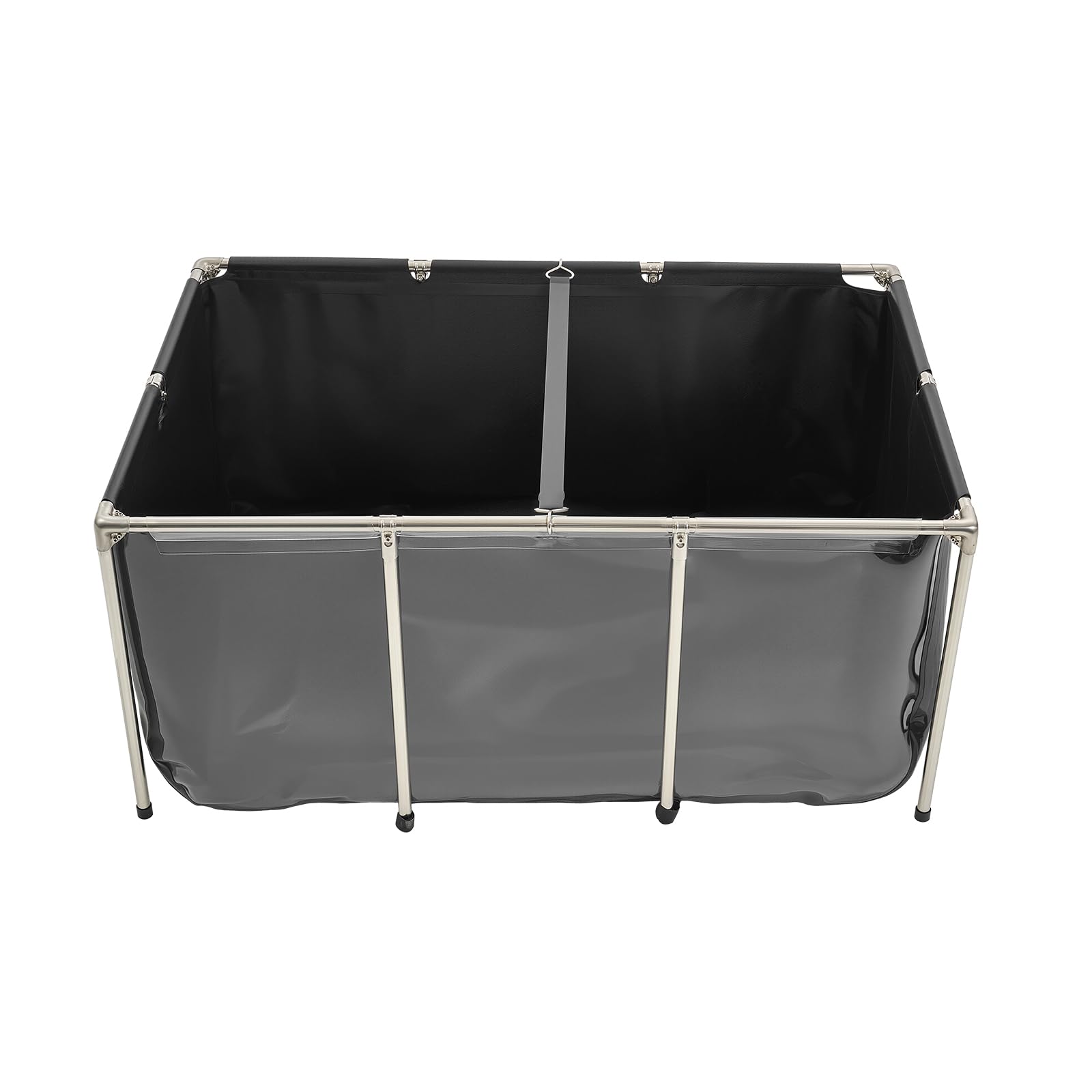 VEVOR Estanque de Lona sobre Suelo 1023,3 L de PVC con Panel de Visualización Transparente Tanque Rectangular 150x100x70 cm para Peces Dorados con Marco de Acero Inoxidable Válvula de Drenaje, Negro