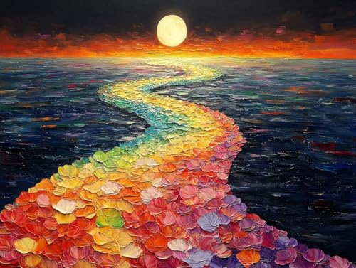 Kit pintura al oleo lienzo DIY para relajarse en casa pintando un atardecer de 50x60cm para adultos 1