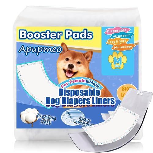 Image of Disposable Dog Diaper Liners - 20PCS Dog Booster Pads for Male Female Dogs - Doggie Diaper Insert Pads for Pet Belly Bands Wraps Period Pants Covers(M,20)