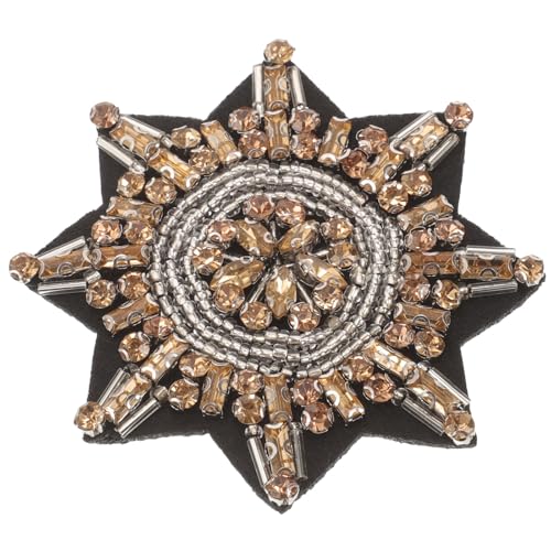 SOLUSTRE Parche para Ropa DIY Broche Floral y Gemas, Aplique Decorativo para Zapatillas, Chaquetas, Bolsos y Proyectos de Bricolaje, 2.75X2.75X0.19 Pulgadas