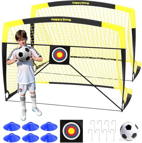 Image of Happy Jump Portable Soccer Goal 7x5 & 5x3.6 FT, Large-Frame Training Net