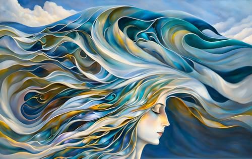 Affiches sur toile de peinture à l'huile vagues 58x90cm sans cadre pour décoration murale