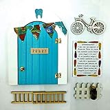 Puerta Ratoncito Perez que SE ABRE!! de madera (taller artesanal) con accesorios * azul