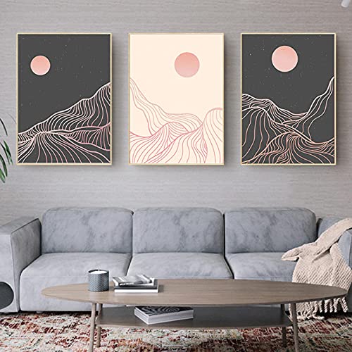 Toile Paysage Abstrait Ligne Rouge et Montagne d'Art Galerie