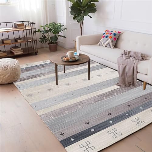 Generisch Anti Rutsch Teppichunterlage Für Grau Einfache Retro-Geometrie Mit Breiten Streifen...