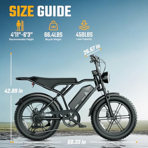 TST Electric Bike for Adults,Ebike with 48V/15AH Removable Battery, 20" x4.0 All-Terrain Tires,Electric Bike with Multiple Performance Modes, Fat Tire Ebike Hydraulic Suspension 7-Speed - Image 4