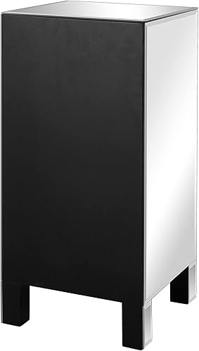 Miniatura 9 de Bonnlo Mesita de noche con espejo de 3 cajones para dormitorio, sala de estar, plata, 11.7 pulgadas de largo x 11.8 pulgadas de ancho x 23.8