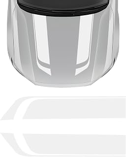 2 PCS Car Hood Stickers, Sports Racing Stripe Graphic Decal Auto Body Side Strip Decor, Waterproof Vinyl Decals Decorative Accessories for Automotive Fenders Skirts Roofs (White)