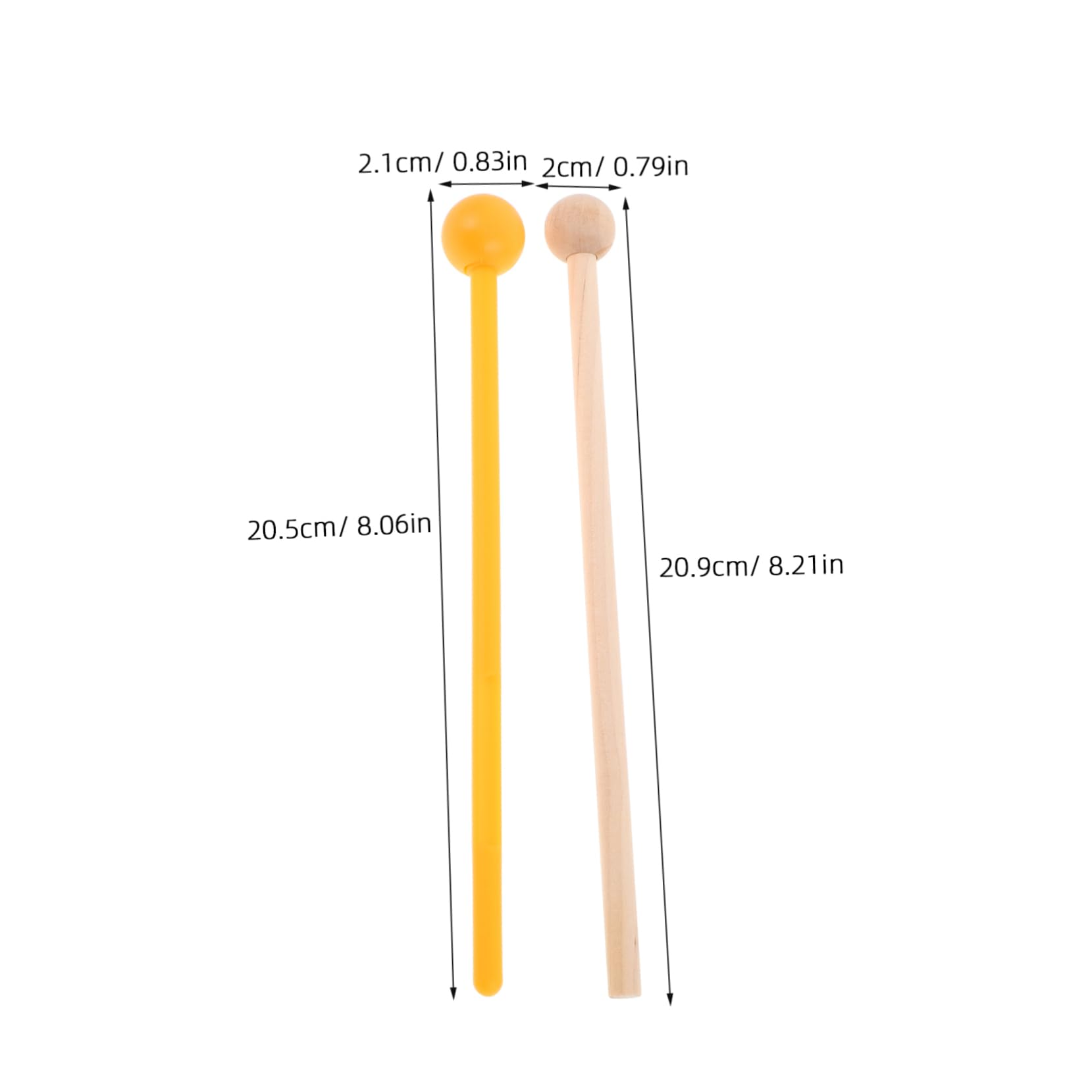 Abaodam 2pairs Wood Percussion Sticks: Xylophone Mallets Glockenspiel Mallets Rhythm Drum Sticks - for Kids Music Practice Chime Bells and Musical Education Tools