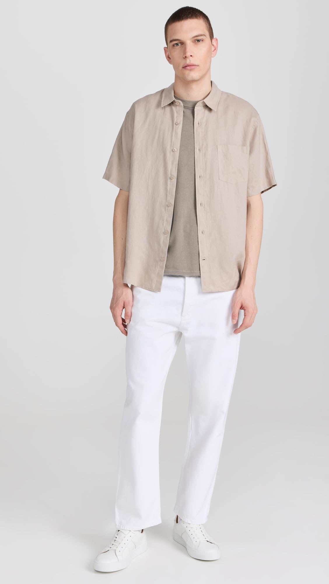 Vince Camisa de lino de manga corta para hombre