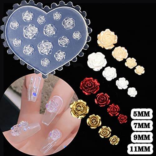 Molde 3D de silicona para uñas diseño flor 5 pétalos miniatura 2