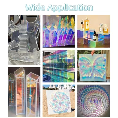 Image of TOEPODO Iridescent Holographic Acrylic Sheets Sparkle Aurora Plexiglass Sheets PMMA Cast Acrylic Sheets for Laser Cutting DIY Crafts /Home Deco(3, Cullet, 8x12 inch)