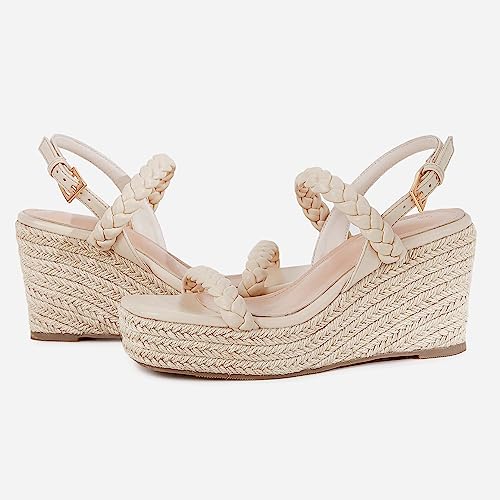 Trish Lucia Womens Espadrille Wedge Sandals Platform Braided Open Toe High Heel Ankle Strap Buckle Summer Causal Dress Shoes4