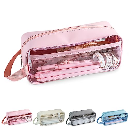 Yoolly Clear Pencil Case, Clear Exam Pencil Case, Waterproof PVC Zippered Toiletries Storage Pouch