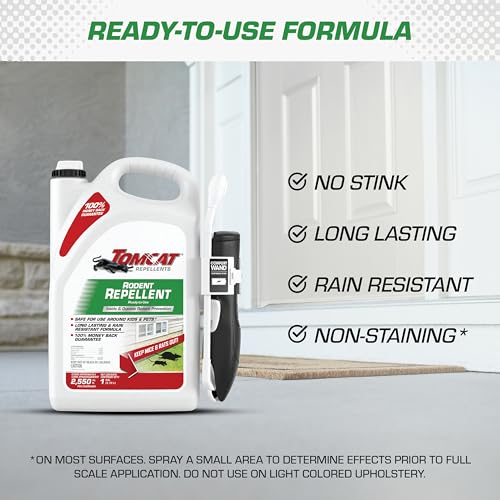 Image of Tomcat Repellents Rodent Repellent Ready-to-Use with Comfort Wand - For Indoor and Outdoor Mouse and Rat Prevention, Peppermint Oil Spray for Rodents with Cinnamon & Garlic Essential Oils, 1 gal.