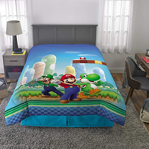 Image of Franco Kids Bedding Super Soft Microfiber Reversible Comforter, Twin /Full, Mario
