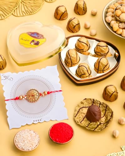 Image of HyperFoods Rakhi with chocolate for brother Rakhi gift hampers for brother Chocolate box for gift Chocolates box Hazelfills Chocolates Roli & Chawal