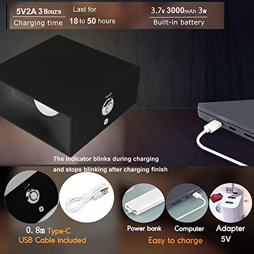 Image of Indoor LED Wall Lamp with Touch Switch, Cordless Lamp Rechargeable USB Wall Sconce Lights Battery Powered Bedside Lamps for Bedroom Children's Room Corridor Stairwell (Black 2pack, 3000K)