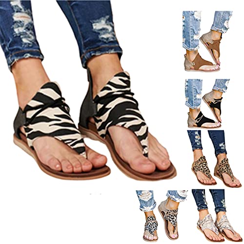 BTKD Tongs Orthopédiques pour Femmes Motif Léopard Plates Ete Chaussons Rome Flip Flop Sexy Slippers Casual Nu-Pieds Creux Mode Multicoloree Chaussures Cover