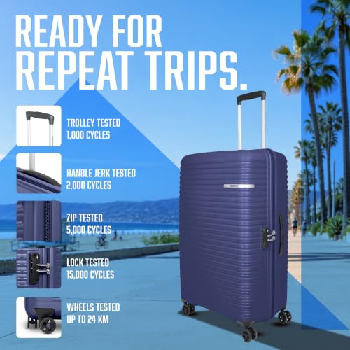Image of American Tourister Liftoff+|Medium Size Check-in Spinner Trolley Bag (67 cm) for Travel|360 8 Wheel Travel Luggage|Hard Case Polypropylene (PP) Suitcase|Mounted TSA Lock|Midnight Blue