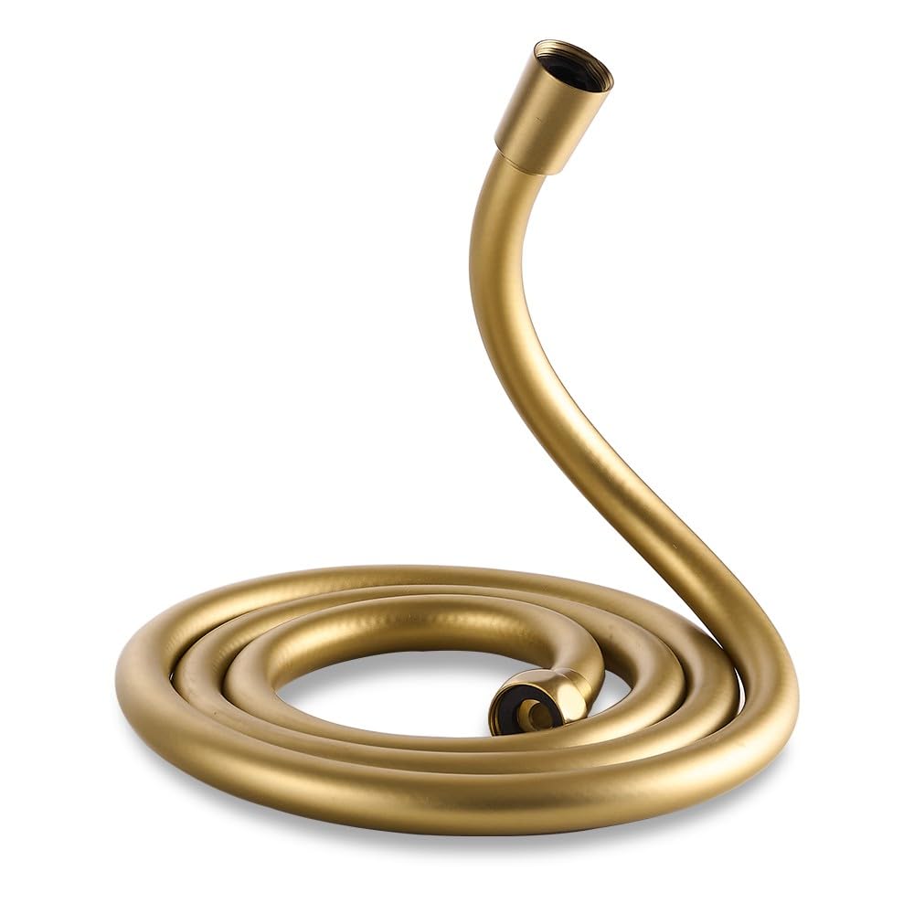 Haiba PVC Smooth Shower Hose 1.5M with Anti-Twist Brass Connections Universal Replacement Shower Head Hose 59 Inch, Flexible, Kink and Leak Proof, Gold