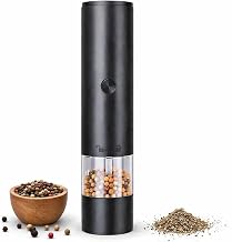 Electric Salt & Pepper Grinder, Automatic Pepper Mill with Adjustable Grind Coarseness, High Capacity Refillable Salt Pepper Shaker with LED Light, Battery Powered, One-Handed Operation