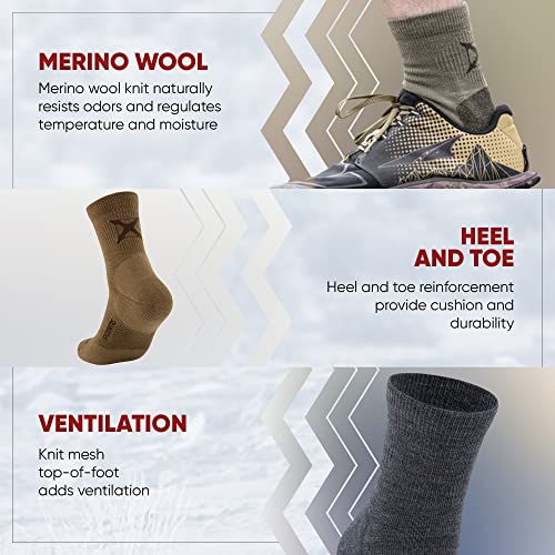 Vertx VaporCore Mens Crew Socks 5", Tactical Athletic Moisture Wicking Merino Wool Socks, Quick Drying with Odor Control4