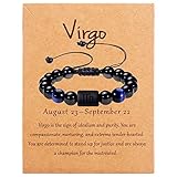 SUMMER LOVE Zodiac Mens Bracelet Protection Bracelet Men Black Onyx Stone Constellation Horoscope Sign Beads Bracelet for Men (Virgo)