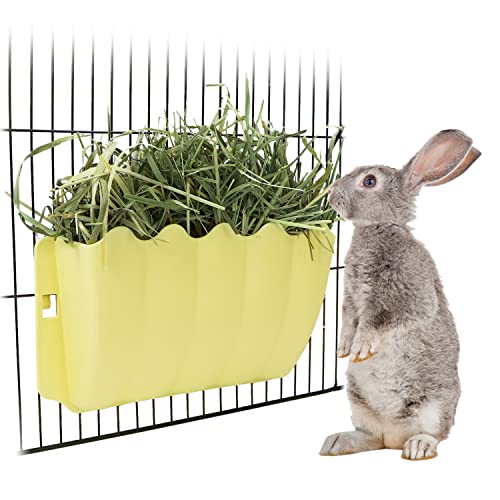 Litewoo Rabbit Hanging Hay Feeder Rack Guinea Pig Mess-Free Dispenser Hay Bowl Manger Rack Wall-Mounted for Small Pets Rat Chinchilla Ferret Squirrel Cage Accessories (Yellow) - image 8