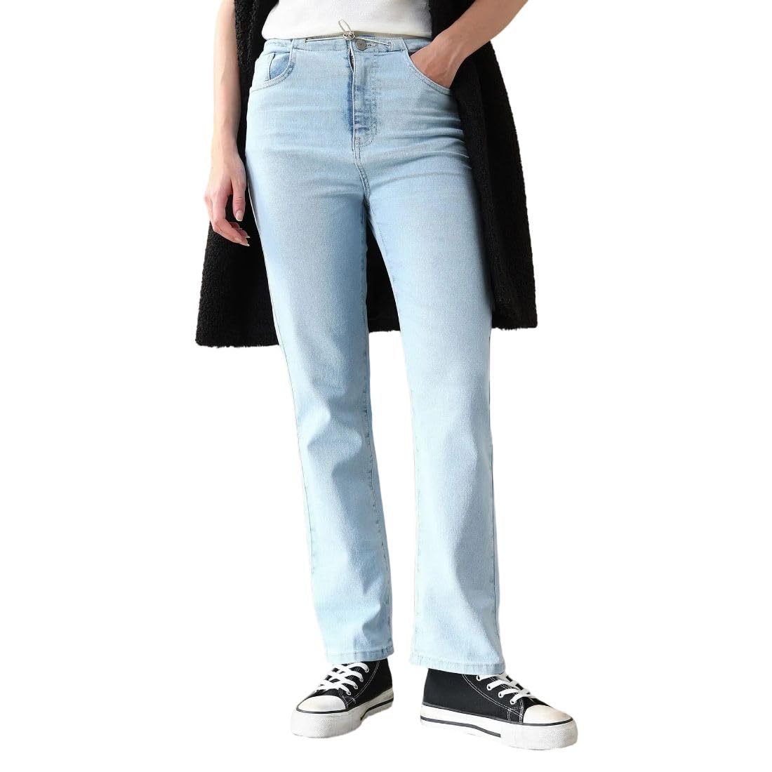 Women's Straight Fit Jeans| Solid | High Rise | Stretchable | Jeans for Woman-image-24