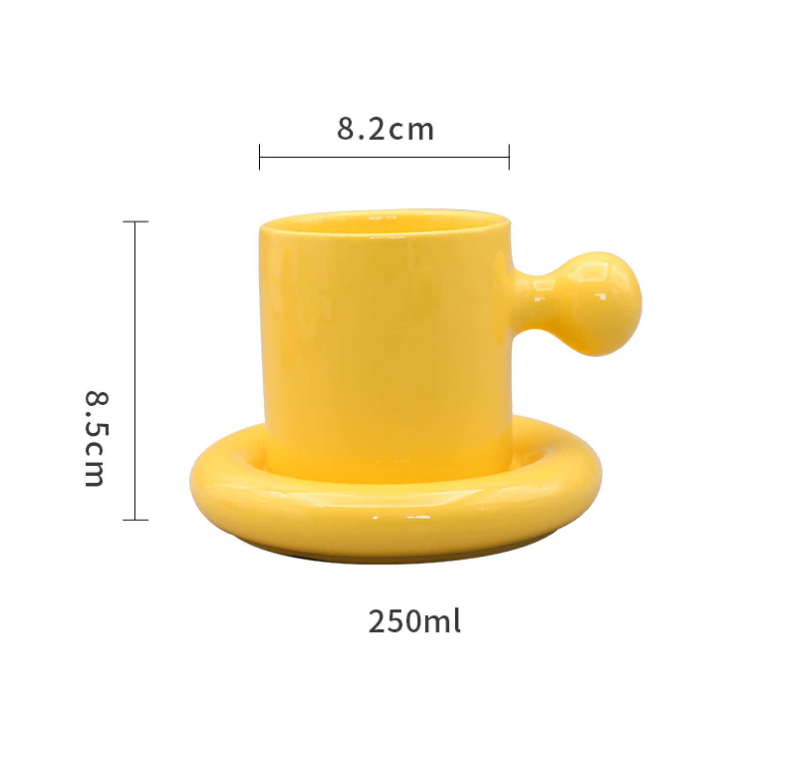 Tazza da caffè in ceramica Giallo tuorlo con piattino Tazza da tè Tazza da caffè in ceramica Tazza Regalo per ufficio e casa