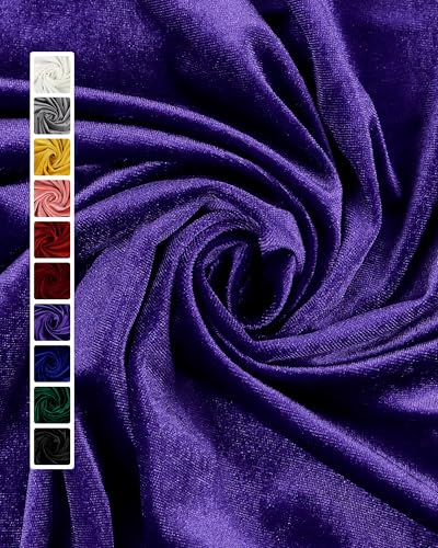 HOTGODEN Stretch Velvet Fabric by The Yard: Purple 63' Wide 2 Yards 95% Polyester 5% Spandex Velvet Fabric for DIY Sewing, Upholstery, Apparel, Costume, Craft