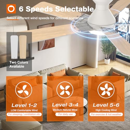Image of addlon Ceiling Fans with Lights, 52 inch Low Profile Ceiling Fan with Light and Remote Control, Flush Mount, Reversible, 3CCT, Dimmable, Noiseless, White Ceiling Fan for Bedroom, Indoor /Outdoor Use