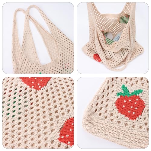 Image of Ovida Crochet Tote Bag Mesh Beach Bag Fairycore Hobo Bag Fairy Grunge Aesthetic Shoulder Bag Y2k Purse for Women Girls