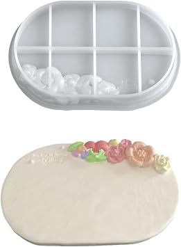 Floral Embossed Silicone for Art Crafting Decorative Trays Jewelry Organizers Floral Silicone Mold Resin Jewelry Dish Mold Embossed Tray Mold Oval Rectangle Mold Craft Mold Silicone