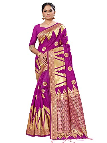 Image of AKHILAM Women's kanjivaram silk saree Saree with Unstitched Blouse Piece (Free size Light Green DRVR123H)