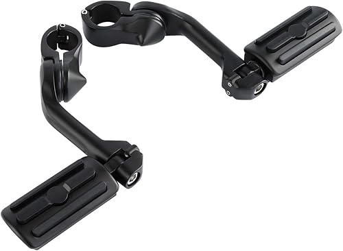 Miniatura 3 de TCT-MOTORPARTS Kit de montaje de clavijas de pie ajustables en ángulo largo para Harley Touring Road King Street Electra Glide Sporster Dyna