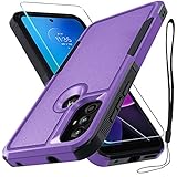 for Motorola Moto G Play 2023, Moto G Pure, Moto G Power 2022 Case with Tempered Glass Screen Protector, 2-in-1 Full Body Heavy Duty Rugged Shockproof Protective Phone Cover, Lavender