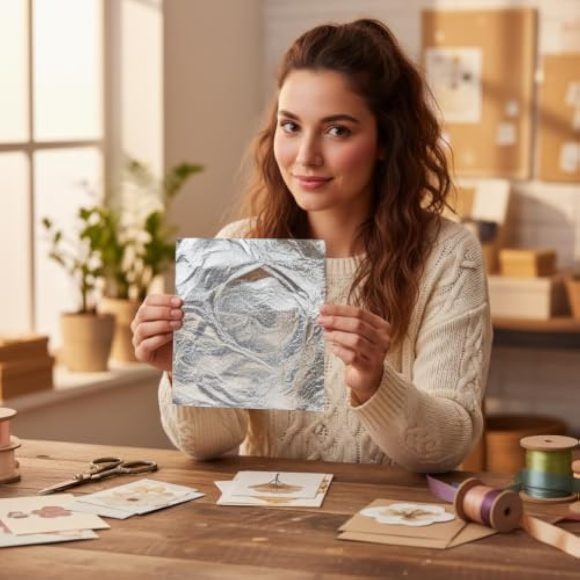 Silver Color Shiny Finish Metallic Foil Sheets for DIY Crafts