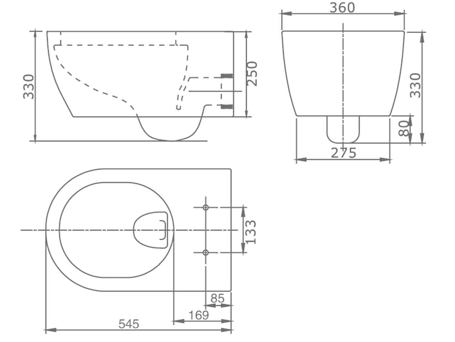 SSWW WC-doccia sospeso con rubinetteria acqua calda/fredda, vaso a parete con bordo di scarico, funzione Taharet-Bidet, sedile Softclose Duroplast, ceramica bianco lucido, 54 cm