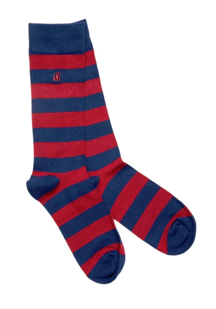 Swole Panda Bamboo Socks UK7-11 - Burgundy Striped Mens Socks