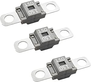 Gasedin 3 PCS Bolt-On Fuses, 50/125/100/80/60/40/200/150A High Current Fuses, 58V Bolt-Down Studs Fuses For Cars, Trucks, Boats, Buses, Caravans, Power System Car Accessories (60A