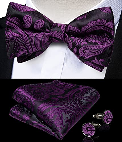 Image of DiBanGu Paisley Bow Tie and Supenders for Men Tuxedo Heavy Duty 6 Clips Suspender Adjustable Y-Shape Mens Trouser Braces