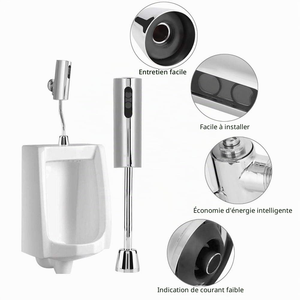 Valve de chasse d’urinoir à induction automatique avec capteur intelligent, robinet sans contact mural pour toilette publique homme, économie d’eau et hygiène renforcée