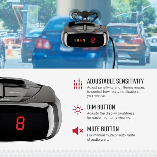 Image of Cobra RAD 380 Laser Radar Detector - Long Range Detection, LaserEye Front and Rear Detection, IVT Filtering, Adjustable Sensitivity, Digital Signal Processing, Black