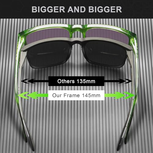 STGATN XL Big Head Sunglasses for Men - 155MM for Large Wide Heads Men's TR90 Ultralight Polarized UV400 Protection Glasses2