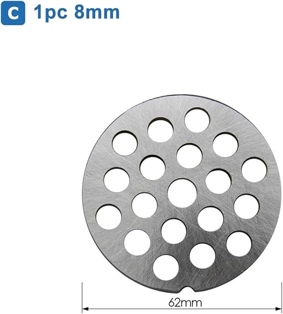 #8 62mm Meat Grinder Grille Disc Attachment Stainless Lattice Mincer Plate Parts For MFW66020 67440 68640 68660(B.1 x 4.8mm)